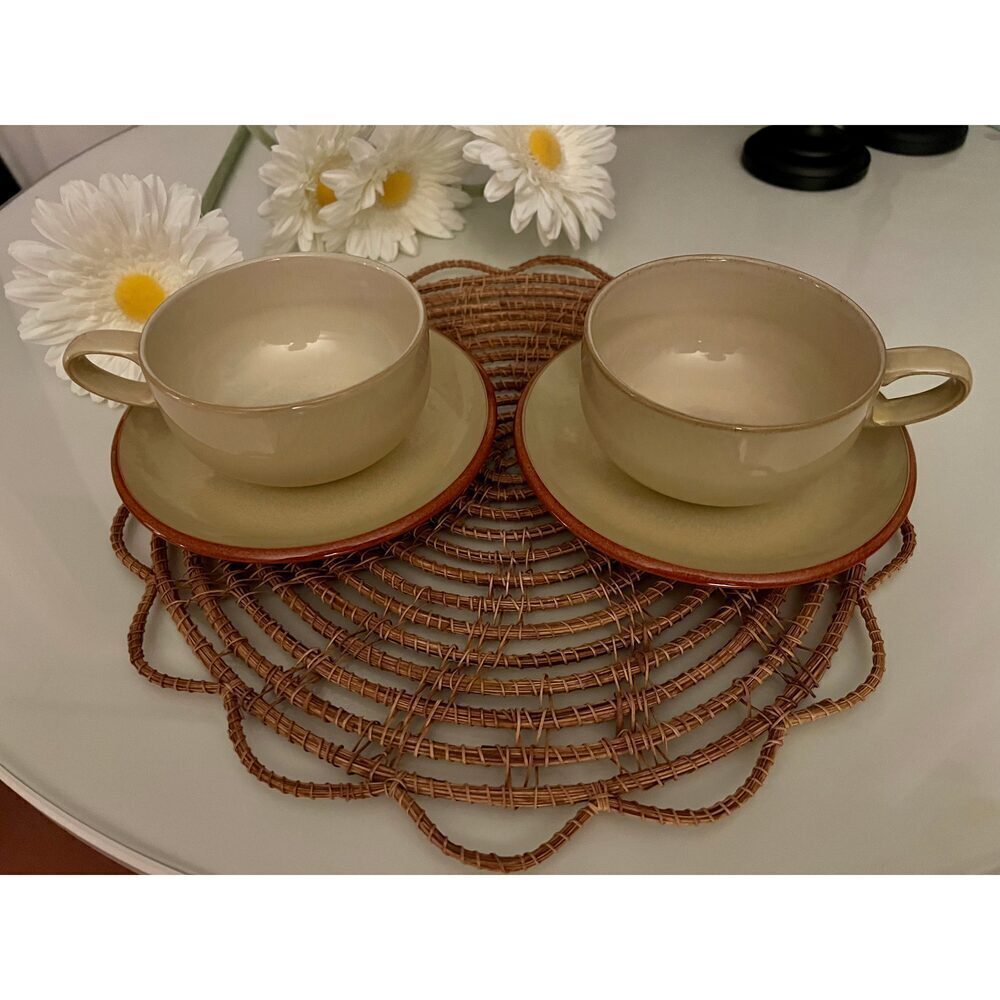 Vintage 1990 Denby Tea Cups and Saucers in Spice